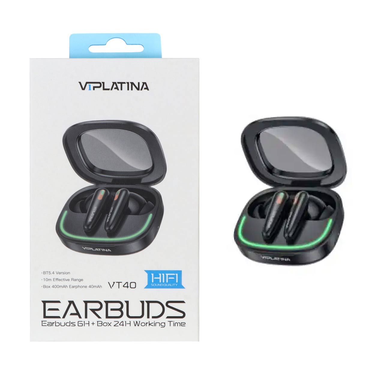 ایرفون بی سیم VIPLATINA مدل VT40  RGB- مشکی (گارانتی 18 ماه تعویض نیکان همراه)